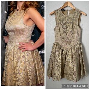 Bebe gold label- GOLD metallic embroidered organza tutu gown